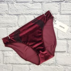 NWT Jason Wu Burgundy Velvet & Black Lace Cheeky Bikini size Medium